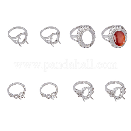 SUPERFINDINGS 8Pcs 4 Style Adjustable Brass Finger Ring Components KK-FH0006-14-1
