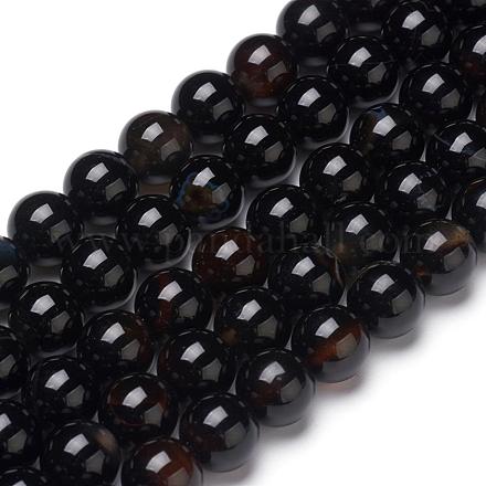 Chapelets de perles perles en agate noire naturelle X-G-L555-04-8mm-1