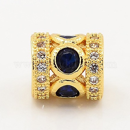Cz bleu micro accessoires de bijoux en laiton ouvrent zircone cubique perles européennes ZIRC-M018-04G-NR-1