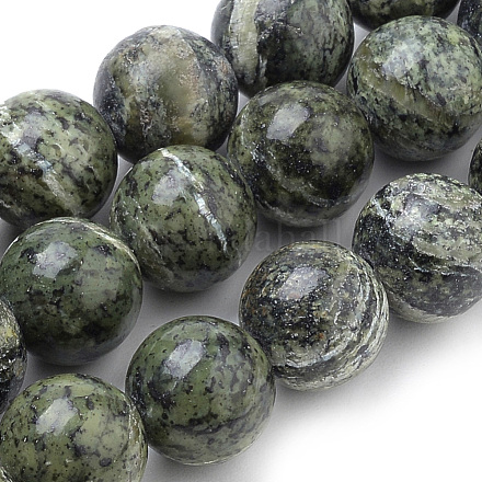 Brins de perles de jaspe vert zèbre naturel G-S259-34-10mm-1