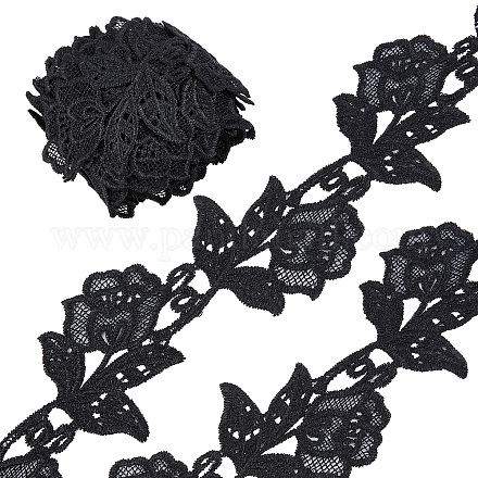 Black embroidered lace trim top