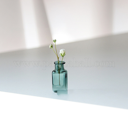 透明ミニチュアガラス花瓶ボトル  マイクロランドスケープガーデンドールハウスアクセサリー  写真撮影の小道具の装飾  ティール  14x28mm BOTT-PW0006-10A-1