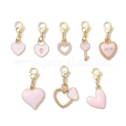 8 шт. подвеска в форме сердца ко Дню святого Валентина из сплава и эмали HJEW-JM02830-1