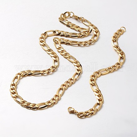 304 colliers de chaîne figaro en acier inoxydable et bracelets ensembles SJEW-L379-08G-1