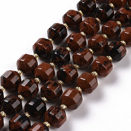 Chapelets de perles en obsidienne d'acajou naturel G-G990-F12-1
