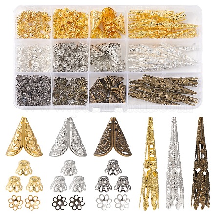 690pcs 12 ensembles de capuchons et de cônes de perles de fer de style IFIN-FS0001-23-1