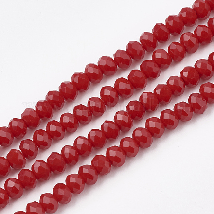 Chapelets de perles en verre opaque de couleur unie GLAA-S178-14C-02-1