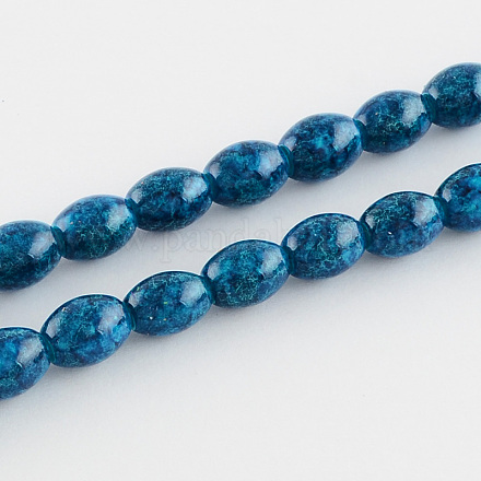 Oval Spray Painted Glass Beads Strands X-DGLA-S041-26-1