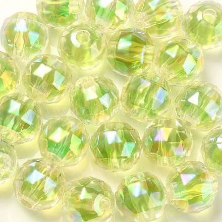 Perles acryliques irisées arc-en-ciel à placage uv bicolore TACR-D010-06C-1