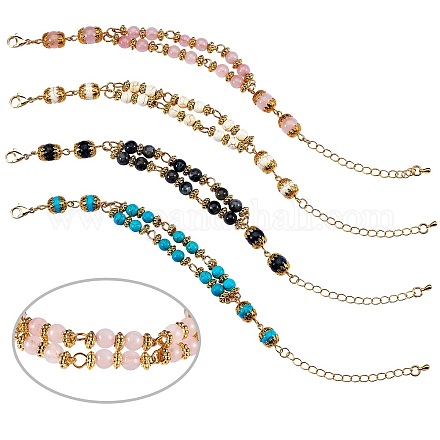 Braccialetti multi-filo con perline con pietre preziose in stile 4pcs 4 per le donne BJEW-SW00038-1