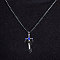Alloy & 201 Stainless Steel & Rhinestone Dinosaur Wrapped Sword Pendant Necklaces for Men, Black, Capri Blue, 23.62 inch(60cm)