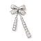 Brass Micro Pave Cubic Zirconia Beads, Cadmium Free & Nickel Free & Lead Free, Bowknot, Platinum, 32x15x4mm, Hole: 1.6mm
