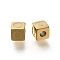 Ion Plating(IP) 304 Stainless Steel Beads, Cube with Letter, Real 14K Gold Plated, Letter O, 5x5x5mm, Hole: 2mm