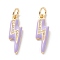 Brass Micro Pave Clear Cubic Zirconia Pendants, with Enamel & Jump Ring, Long-Lasting Plated, Lightning Bolt, Real 18K Gold Plated, Lilac, 19x5.5x2mm, Hole: 3.6mm