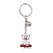 Glass Seed & Plastic Pearl & Alloy Keychain, with Iron Rings, Dark Red, 9cm