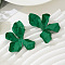 Flower Spray Painted Alloy Stud Earrings, Sea Green, 72x45mm