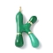 Brass Enamel Pendants, Long-Lasting Plated, Cadmium Free & Lead Free, Real 18K Gold Plated, Letter Charm, Letter K, 21~25x6~25x4~7mm, Hole: 1.6~2mm