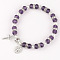 Glass Beads Stretch Bracelets, Cross & Oval with King Charm Bracelets for Women Men, with Imitation Pearl, Faceted, Violet