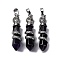 Natural Amethyst Pendants, Brass Charms, Lead Free & Cadmium Free, 46~47x11~12x11mm, Hole: 8x5mm