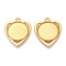 304 Stainless Steel Pendant Cabochon Component, Heart with Round Bezel Cup Settings, Ion Plating(IP), Real 18K Gold Plated, Tray: 18~18.5mm, 30.5x25.5x2.5mm, Hole: 2.7mm