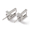 Brass Micro Pave Clear Cubic Zirconia Stud Earring Findings, Cadmium Free & Nickel Free & Lead Free, Platinum, 18x7mm, Pin: 1 & 0.9mm
