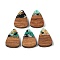 Resin & Wood Pendants, with Gold Foil, Triangle Charm, Turquoise, 23x15x3mm, Hole: 2mm