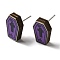 Wood Stud Earrings, with 316 Surgical Stainless Steel Pin, Halloween Theme, Dark Orchid, Polygon, 16x10mm