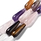Natural Amethyst & Rose Quartz & Tiger Eye & Quartz Crystal & Green Aventurine & Carnelian Beads Strands, Teardrop, 30~30.5x10~10.5mm, Hole: 1.4mm, about 6pcs/strand, 7.13~7.20 inch(18.1~18.3cm)