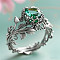 Zinc Alloy & Rhinestone Finger Rings, Leaf, Antique Silver, US Size 9(18.9mm)