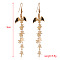 Halloween Theme Alloy Enamel Dangle Earrings, Golden, Bat, 90mm