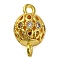 Brass Micro Pave Clear Cubic Zirconia Connector Charms, Hollow Round Links, Lead Free & Cadmium Free, Golden, 13.5x7.5mm, Hole: 1.4mm