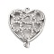 Brass Micro Pave Clear Cubic Zirconia Heart Connector Charms, Rack Plating, Long-Lasting Plated, Lead Free & Cadmium Free, Platinum, 20x18x4mm, Hole: 1.2mm