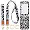 PU Leather Name Card Holders, with Zinc Alloy Clasp and Polyester Wristlet Strap & Lanyard, Cow Pattern, Card: 110x69x5mm, Inner Diameter: 83x51mm, 1 set/box