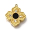 Acrylic Pendants, with Ion Plating(IP) 304 Stainless Steel Rhinestone Findings, Flower Charm, Golden, 15x14x2mm, Hole: 1mm