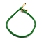 Cotton Cord Bracelets, with Brass Finding, Long-Lasting Plated, Real 24K Gold Plated, Lime Green, 8-1/2 inch(21.5cm)~9 inch(23cm)