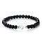 Natural Black Onyx Heart & Round Beaded Stretch Bracelet