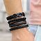 4Pcs 4 Styles Cowhide & Imitation Leather & Beaded Bracelet Set for Men Women, with Alloy Infinity Charm & Wax Cord, Black, 7-1/8 inch(18cm)