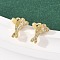 Brass Micro Pave Clear Cubic Zirconia Heart Stud Earrings, Long-Lasting Plate, Rack Plating, Lead Free & Cadmium Free, Real 18K Gold Plated, 11.5x9mm