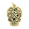 Rack Plating Brass Enamel Pendants, with Jump Ring, Long-Lasting Plated, Lead Free & Cadmium Free, Sugar Skull Charms, Real 18K Gold Plated, 24x16.5x1.5mm, Hole: 3mm