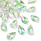 Faceted Teardrop Glass Pendants, Spring Green, 16x9x5mm, Hole: 1mm