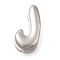 304 Stainless Steel Slide Charms, Stainless Steel Color, Letter J, 8.5x4.5x4.5mm, Hole: 4x1.5mm and 2.5x1.5mm