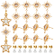Brass Micro Clear Cubic Zirconia Stud Earring Findings, with Loop, Sun, 14Pcs Brass Ear Nuts, 40Pcs Plastic Ear Nuts, Real 18K Gold Plated, 4~14.5x3.5~12.5x2.5~4mm, Hole: 0.8~1mm, Pin: 0.7mm