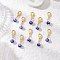 10Pcs Round Handmade Blue Evil Eye Lampwork Pendant Decorations, with Zinc Alloy Lobster Claw Clasps, Golden, 31mm