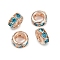 Brass Rhinestone Beads, Rondelle, Blue Zircon, Light Gold, 9.5x5mm, Hole: 4.5mm