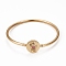 Rack Plating Brass Micro Pave Cubic Zirconia Bangles, Real 18K Gold Plated Flat Round with Girl Clasp Bangles, Long-Lasting Plated, Cadmium Free & Lead Free, Colorful, Inner Diameter: 2-1/4 inch(5.6cm)