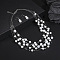 Alloy & Plastic Pearl Round Beaded Multilayer Necklace & Dangle Earring Sets, Platinum, White, 440mm