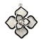 Brass with Enamel Fold Over Clasps, Flower, Platinum, 22.5x19.5x12.5mm, Hole: 1.2mm