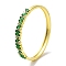 Brass Pave Clear Cubic Zirconia Hinged Bangles, Green Glass Bangles for Women, Real 18K Gold Plated, Rectangle, Inner Diameter: 2-3/8 inch(5.9cm)