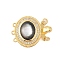 Rack Plating Brass Shell Box Clasps, 3-Strand, 6-Hole, Long-Lasting Plated, Lead Free & Cadmium Free, Oval, Black, 23x17x6mm, Hole: 1mm