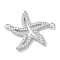 Rack Plating Brass Micro Pave Clear Cubic Zirconia Connector Charms, Starfish Links, Long-Lasting Plated, Lead Free & Cadmium Free, Platinum, 18x23x2mm, Hole: 1.2mm